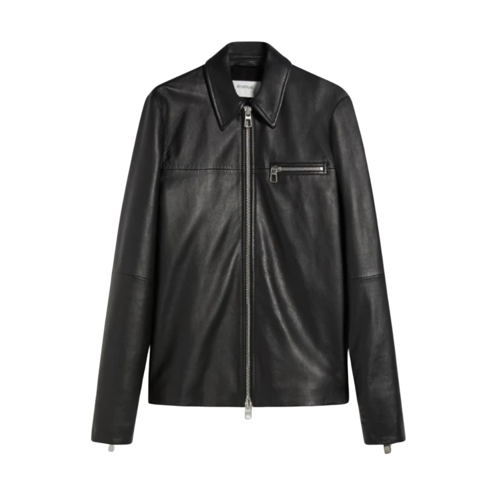 SPORTMAX Luxe Leren Jas met Rits Black Dames