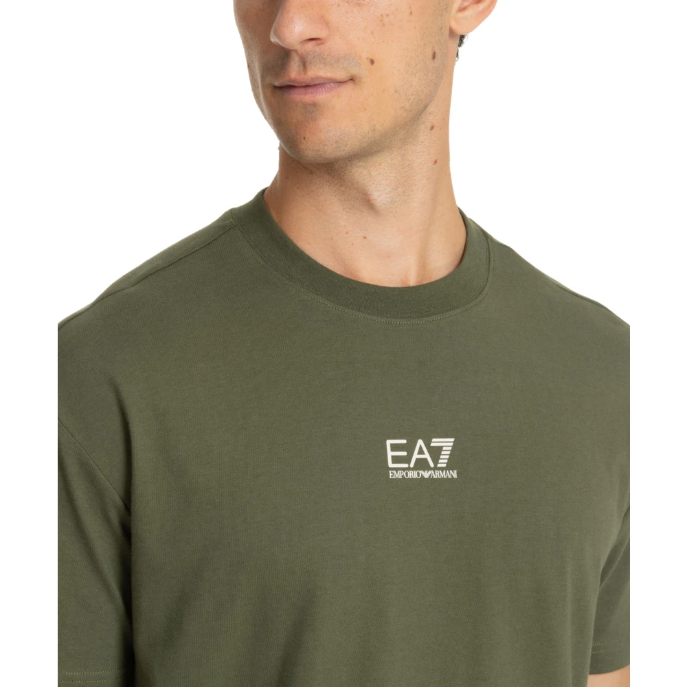 Emporio Armani EA7 Gestreept Logo T-shirt Green Heren