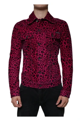 Fuchsia Leopard Button Down Jacka