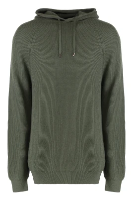 Räfflad Stickad Ull Hoodie