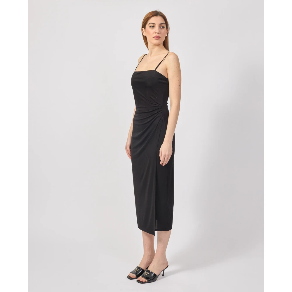 Armani Exchange Zwarte lange jurk met dunne bandjes Black Dames