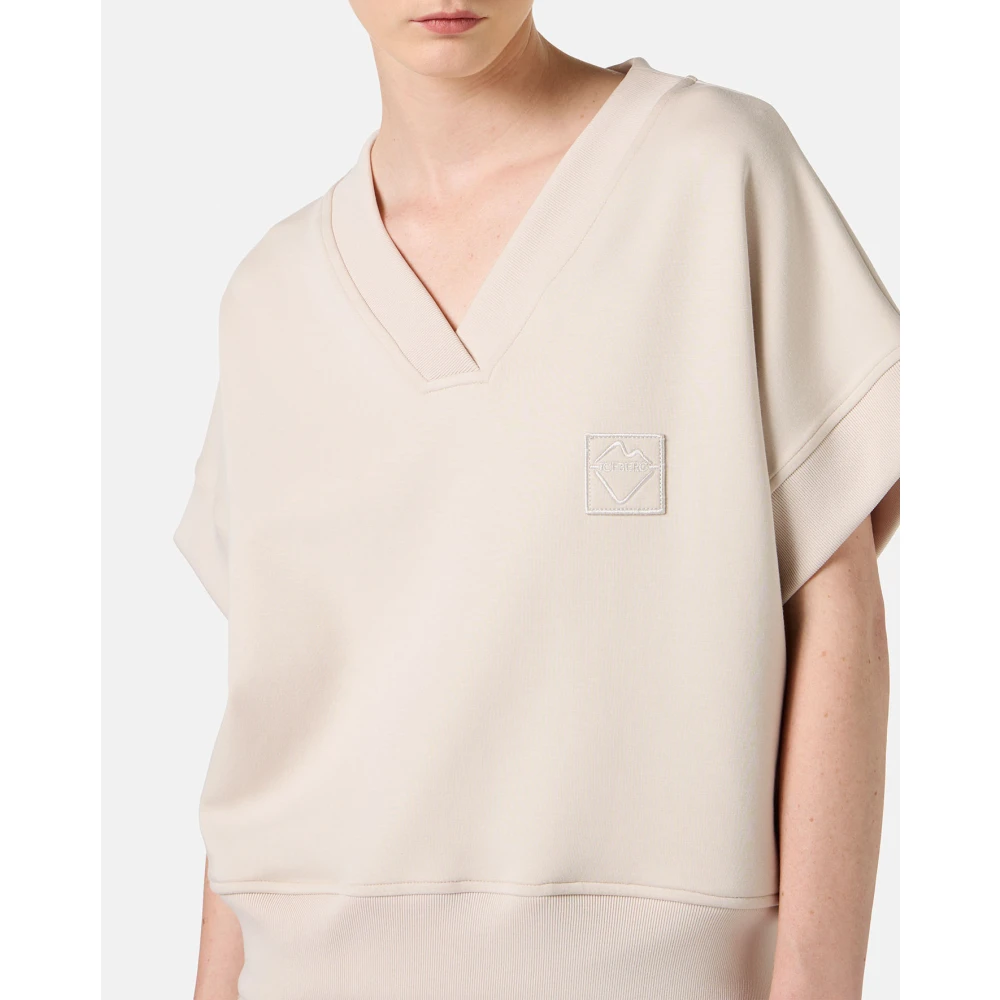 Iceberg Stoffen sweatshirt met korte mouwen in stof met duikuitstraling Beige Dames
