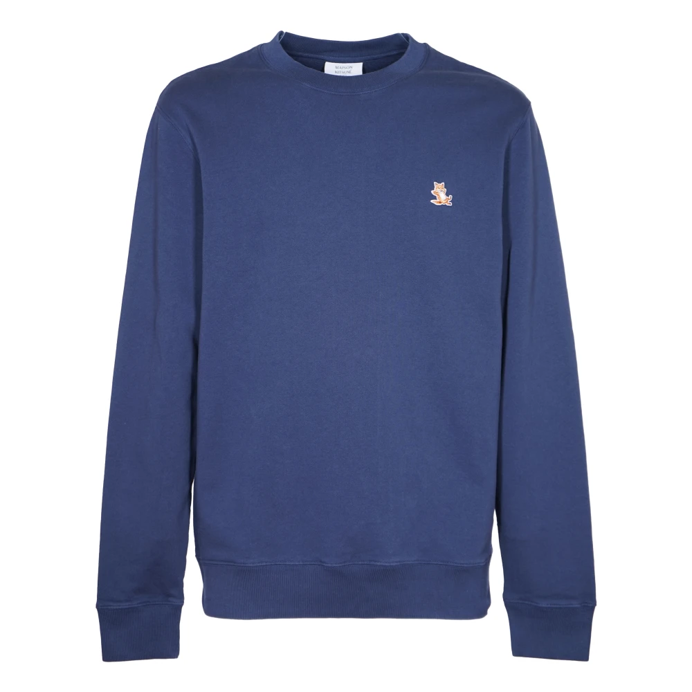 Maison Kitsuné Blue Sweatshirts, Male, M, Chillax Patch Regular Sweatshirt