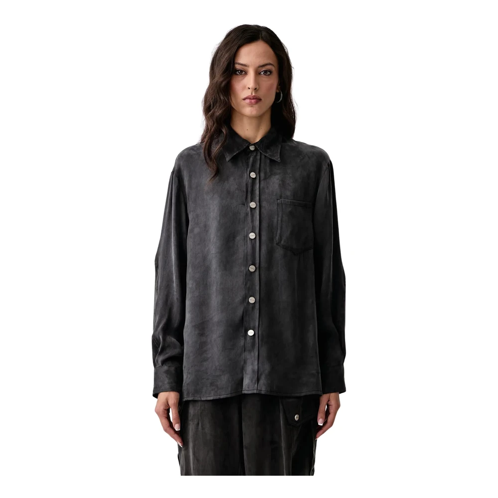 Pinko Donna Nero - Camicia In Twill Mano Pesca - 40 - Immagine 5