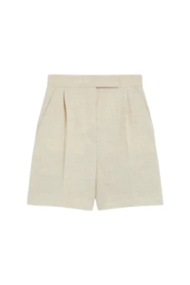 Beige Ull Shorts med Utvidgad Linje