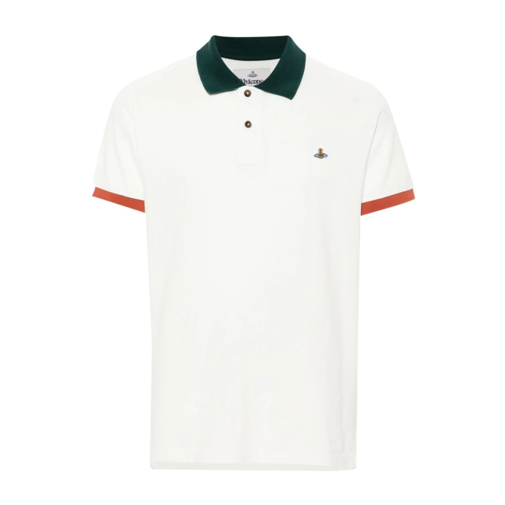 Vivienne Westwood Vit Polo Skjorta med Orb Logo White, Herr