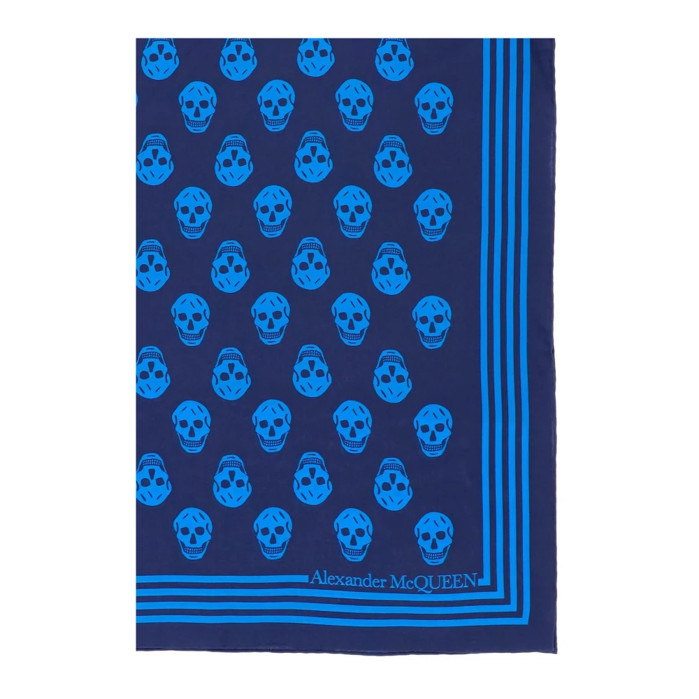 alexander mcqueen Zijden sjaal met schedelprint Blue Dames