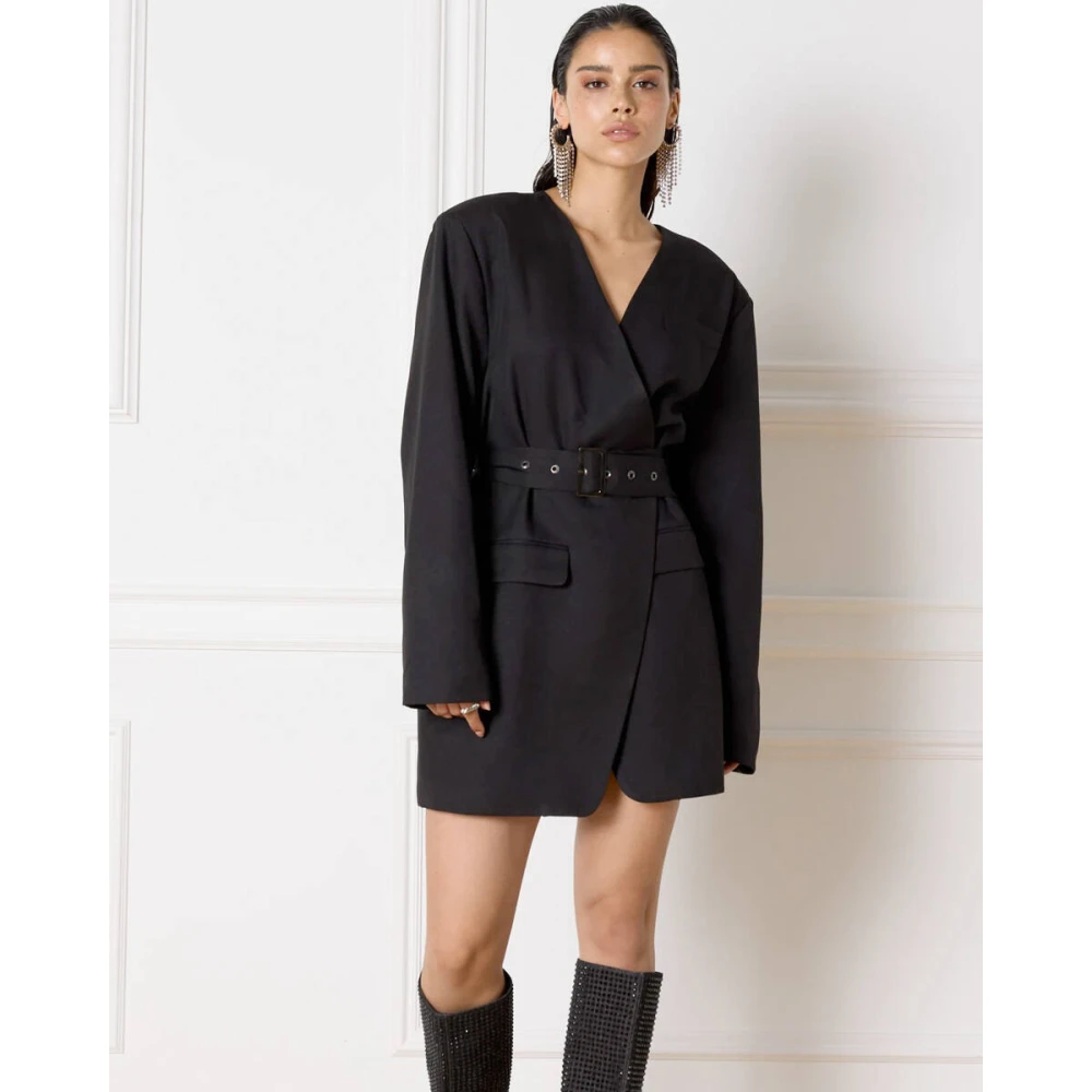 Refined Department Elegante Maan Jurk Black Dames
