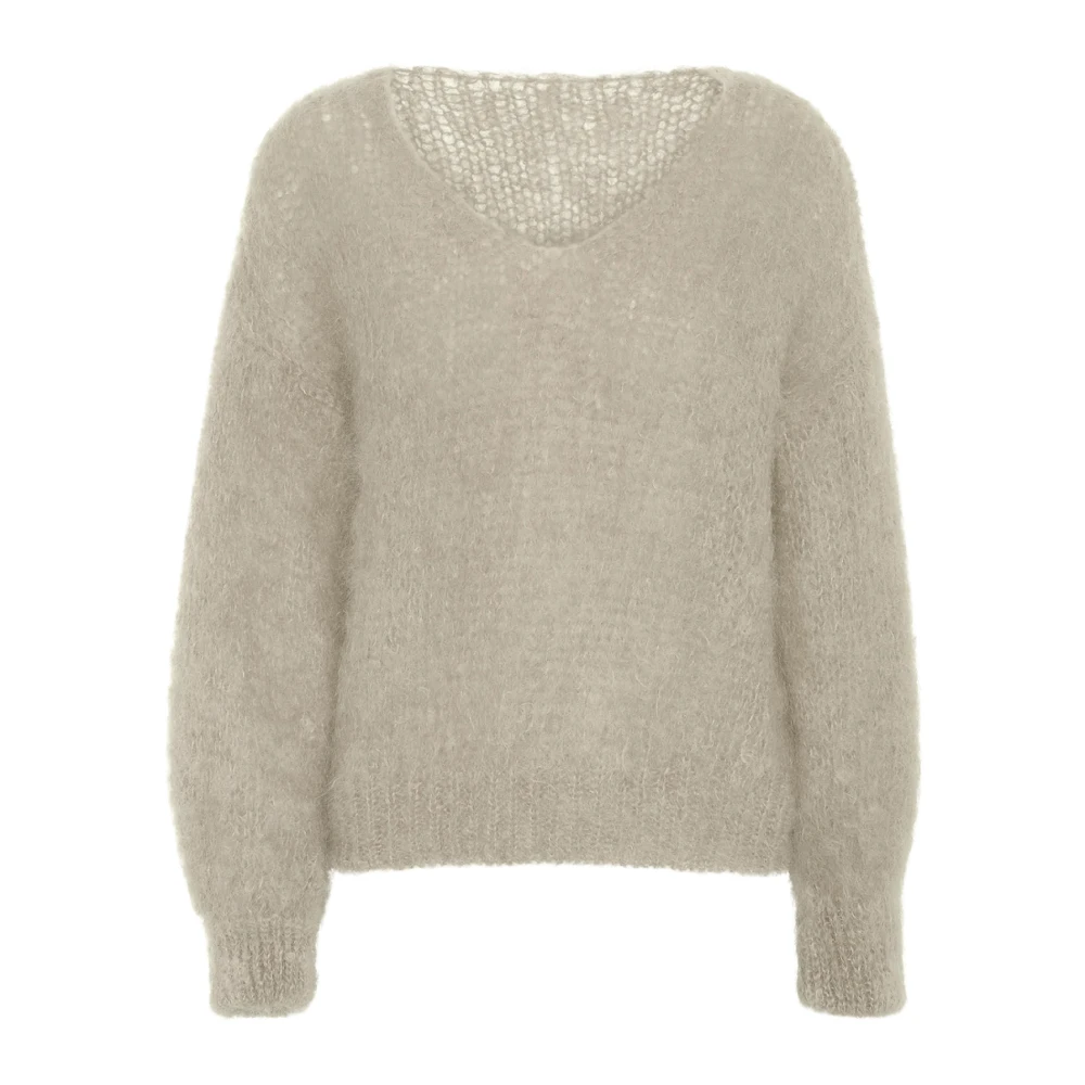 American Dreams Milana LS Mohair Knit tröja Beige, Dam