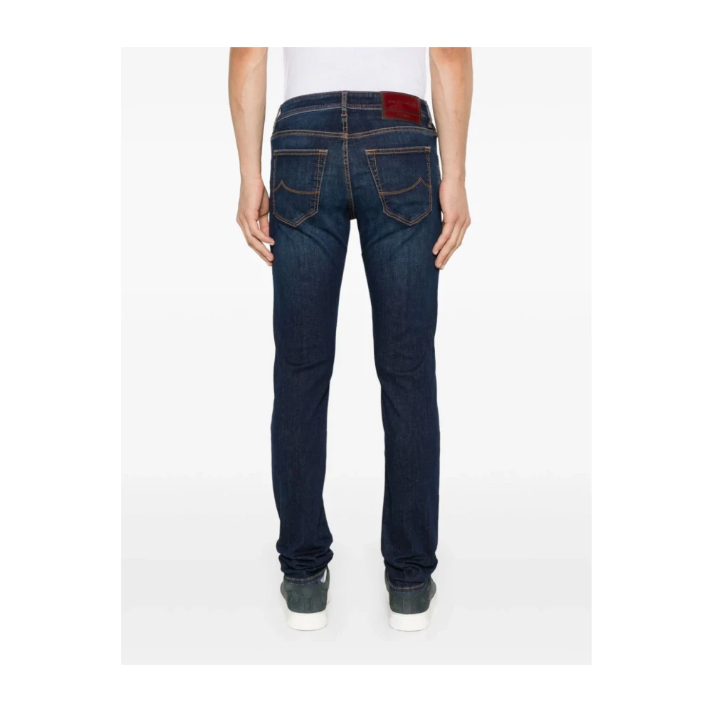 Jacob Cohën Indigo Slim Jeans met Geborduurd Logo Blue Heren