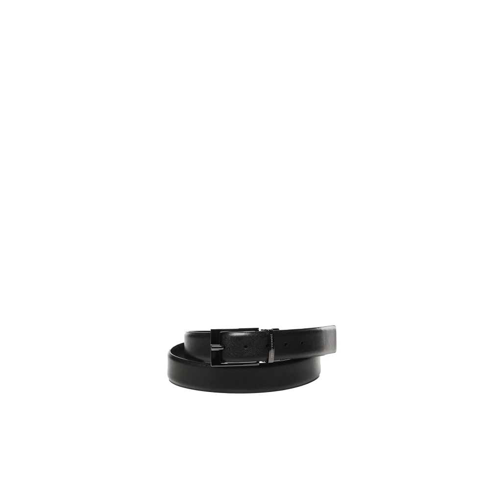 Armani Exchange Leather Belts With Rectangular Buckle - Male - Belts - Black - One Size - Accessories