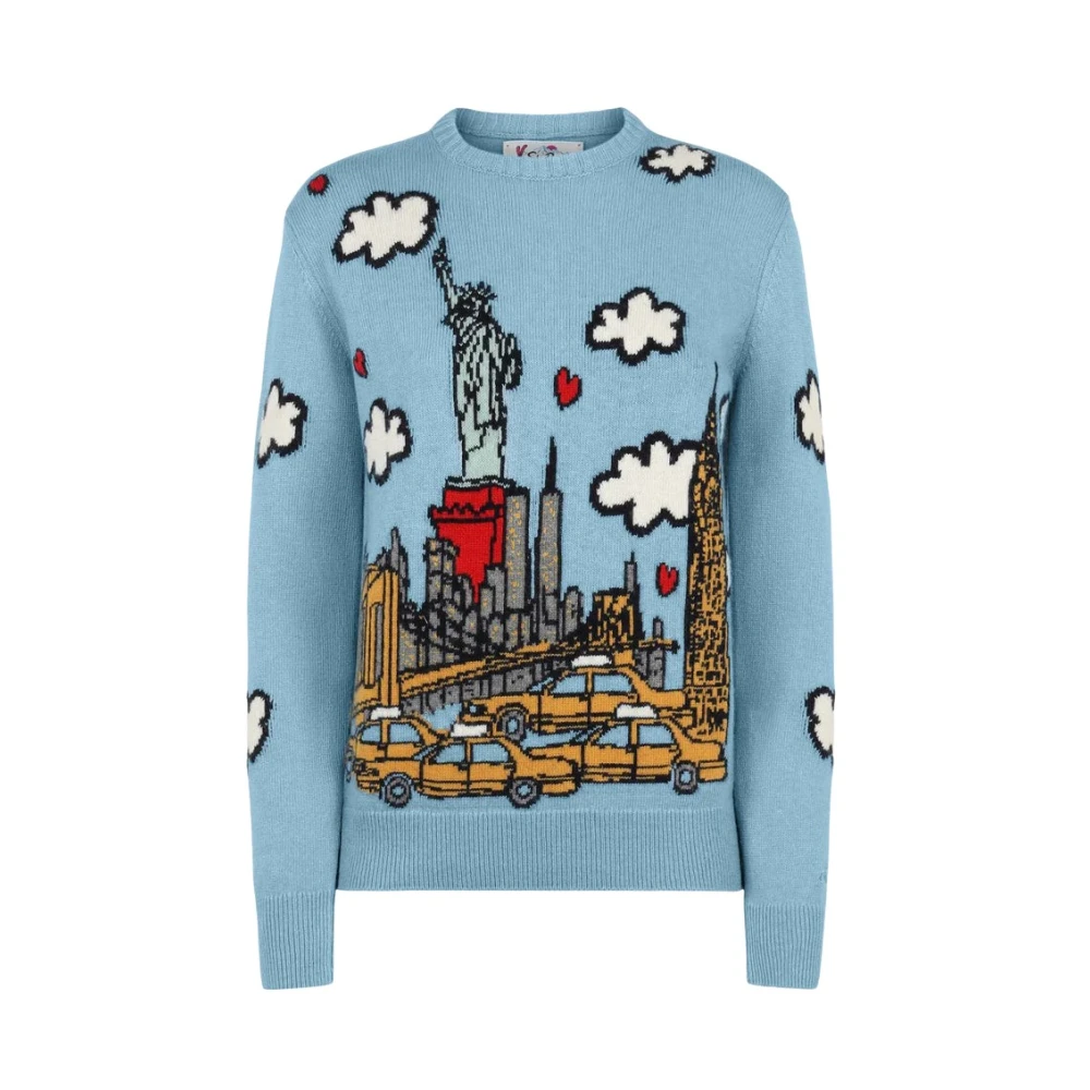MC2 Saint Barth New York Print Cashmere Sweater Multicolor