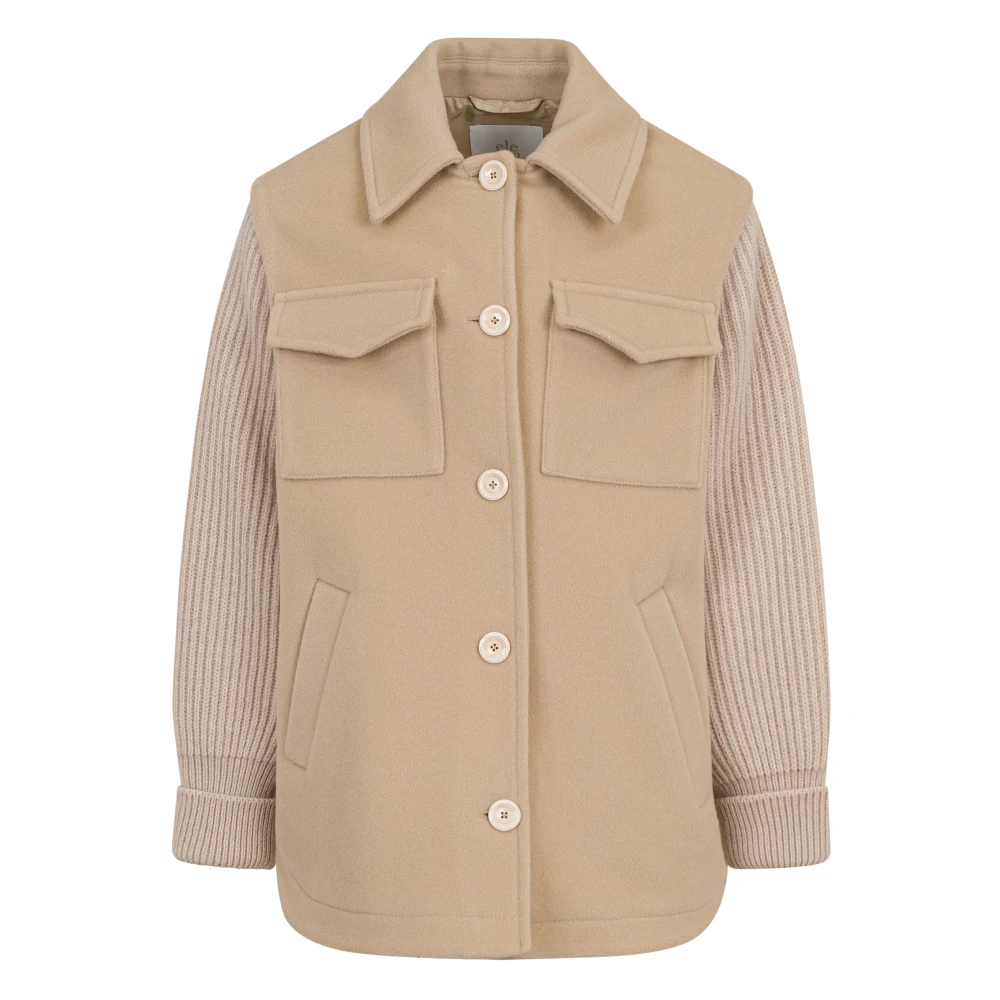 Eleventy Vrouw Beige Cappotto Con Cintura Lana
