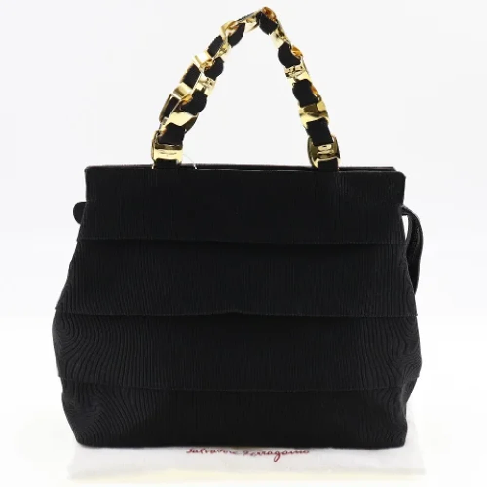 Salvatore Ferragamo Pre-owned Cotton handbags Black Dames