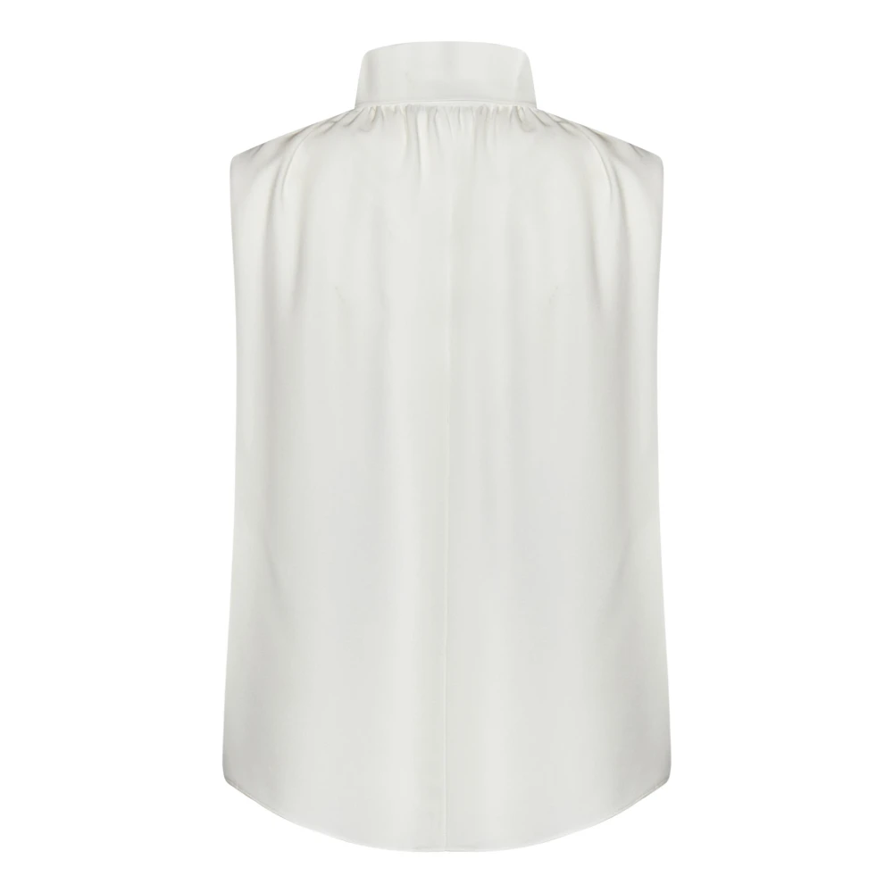 Tom Ford Witte Zijden Georgette Top met Lavallire Kraag White Dames