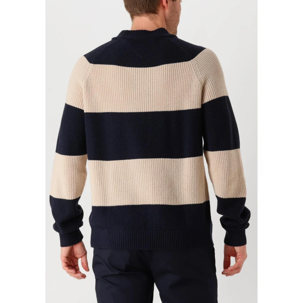 Tommy Hilfiger Beige Gestreepte Rugby Cneck Trui Beige Heren