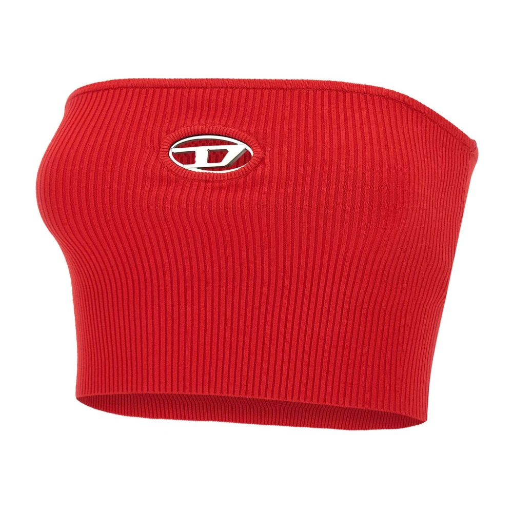 Diesel Rode Mouwloze Crop Top Lente-Zomer 2025 Red Dames
