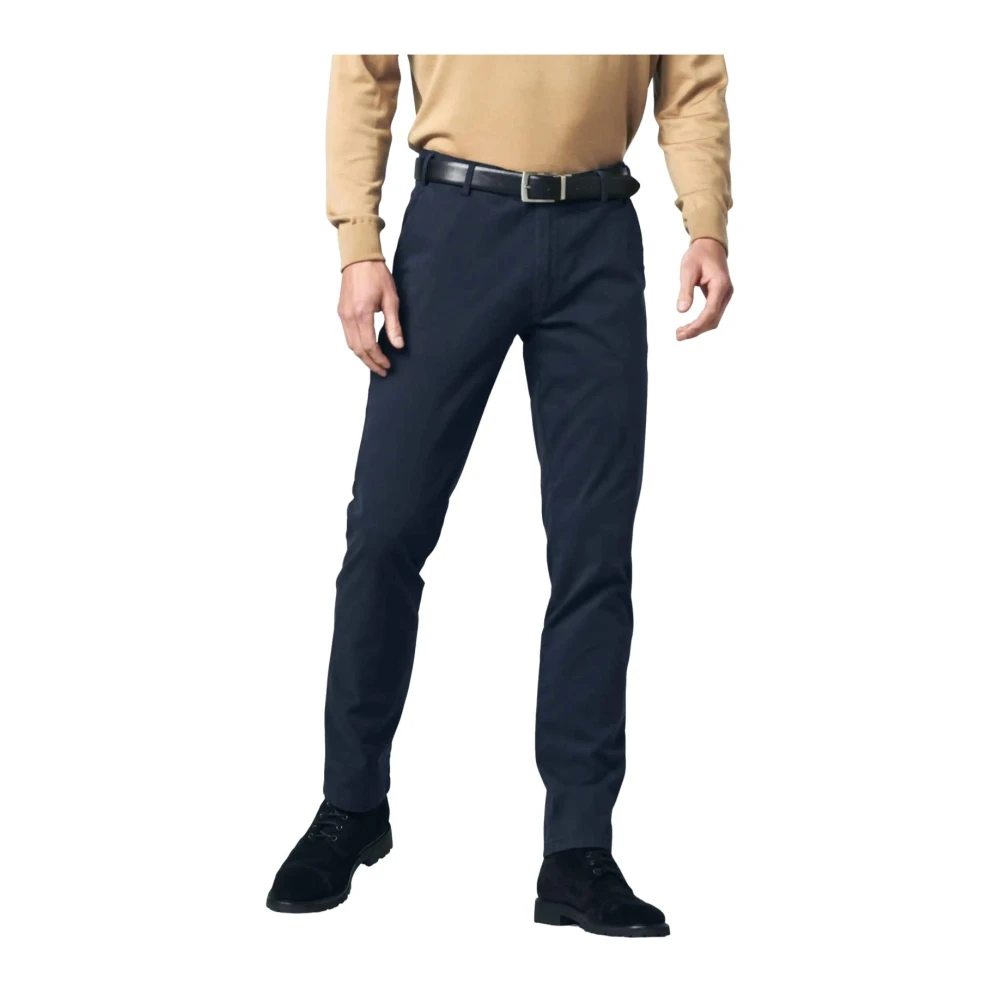 Meyer Men's Blue Slim-Fit Trousers, W28, Oslo Modern Fit Chino