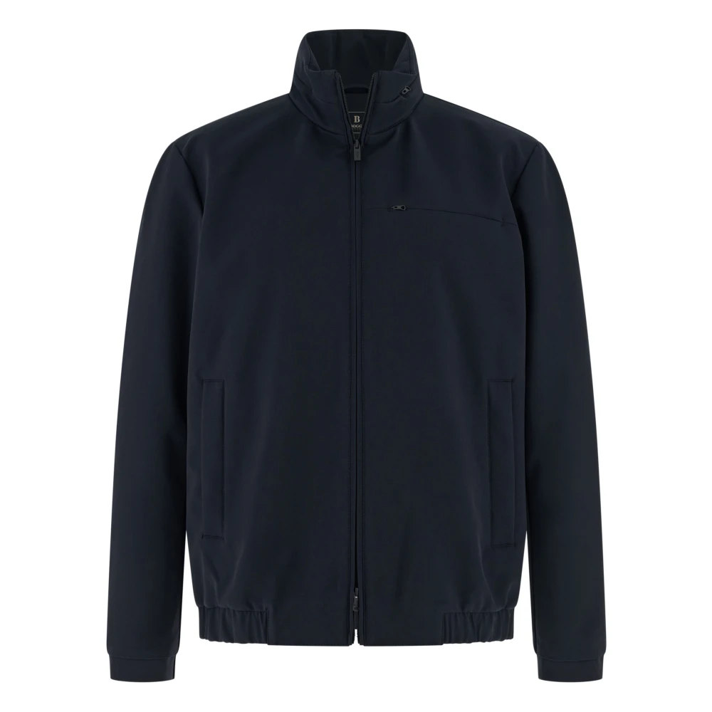 Boggi Milano Herren Blau Technische Bomberjacke Aus Stoff