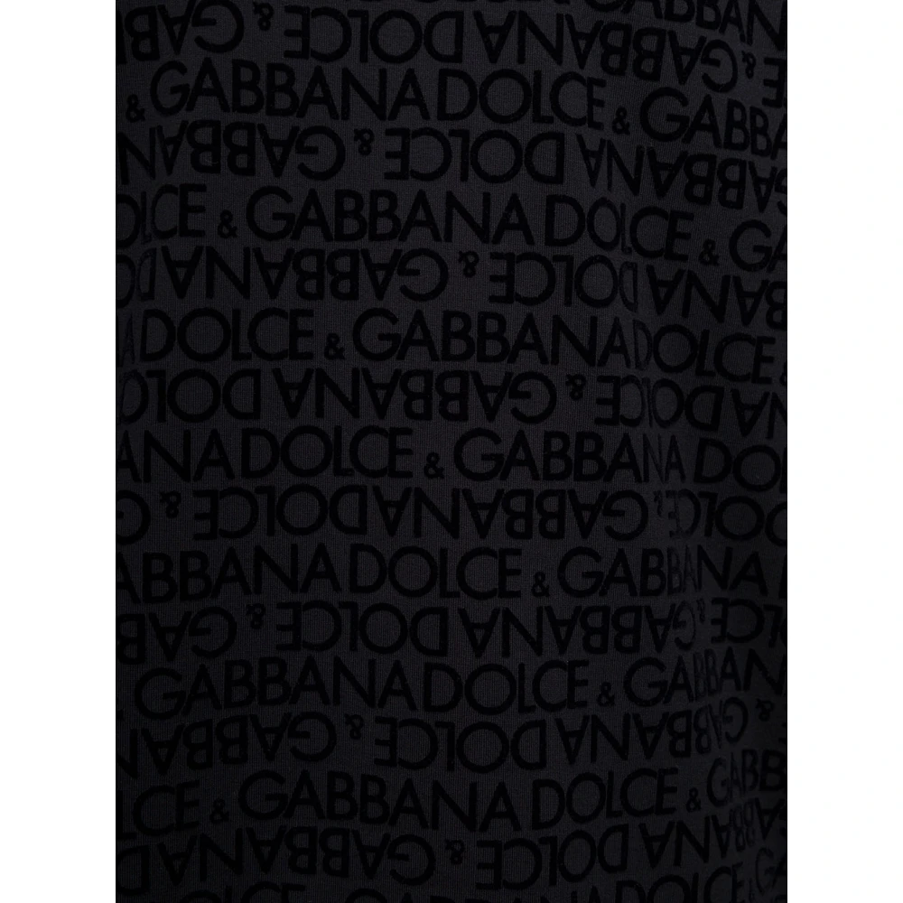 Dolce & Gabbana Zwarte T-shirts en Polos met Girocollo Flock ML Black Heren
