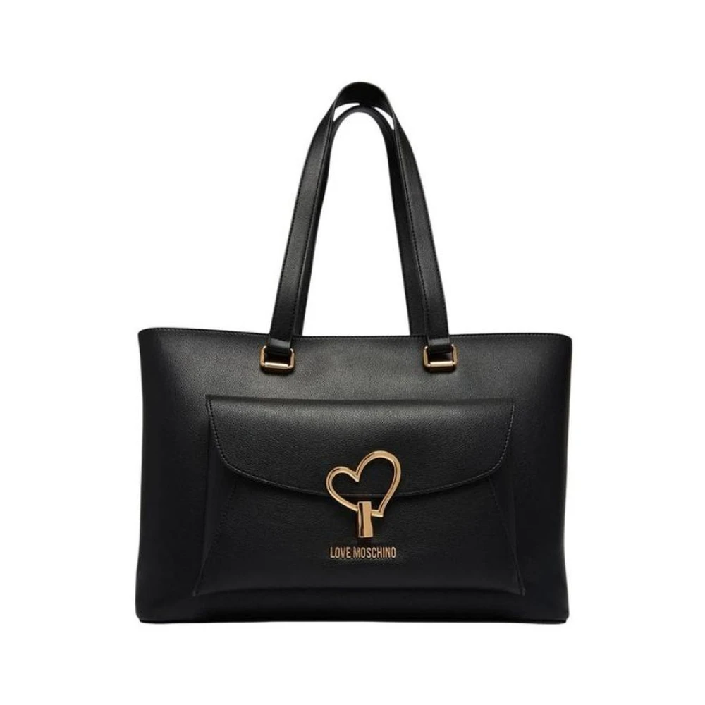 Love Moschino Women's Black Shopping Bags, One Size, Polyethylene Handbag With Top Handles