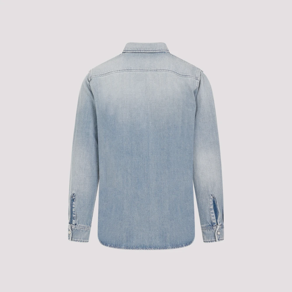 Saint Laurent Oversize Pointy Pockets Shirt Blue Heren