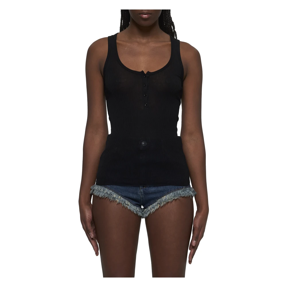 Isabel marant Zwart Geribbeld Racerback Tank Top Black Dames