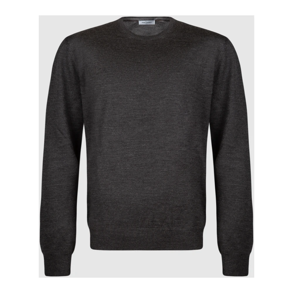 Gran Sasso Donkergrijze Crew Neck Wol Zijde Trui Gray Heren