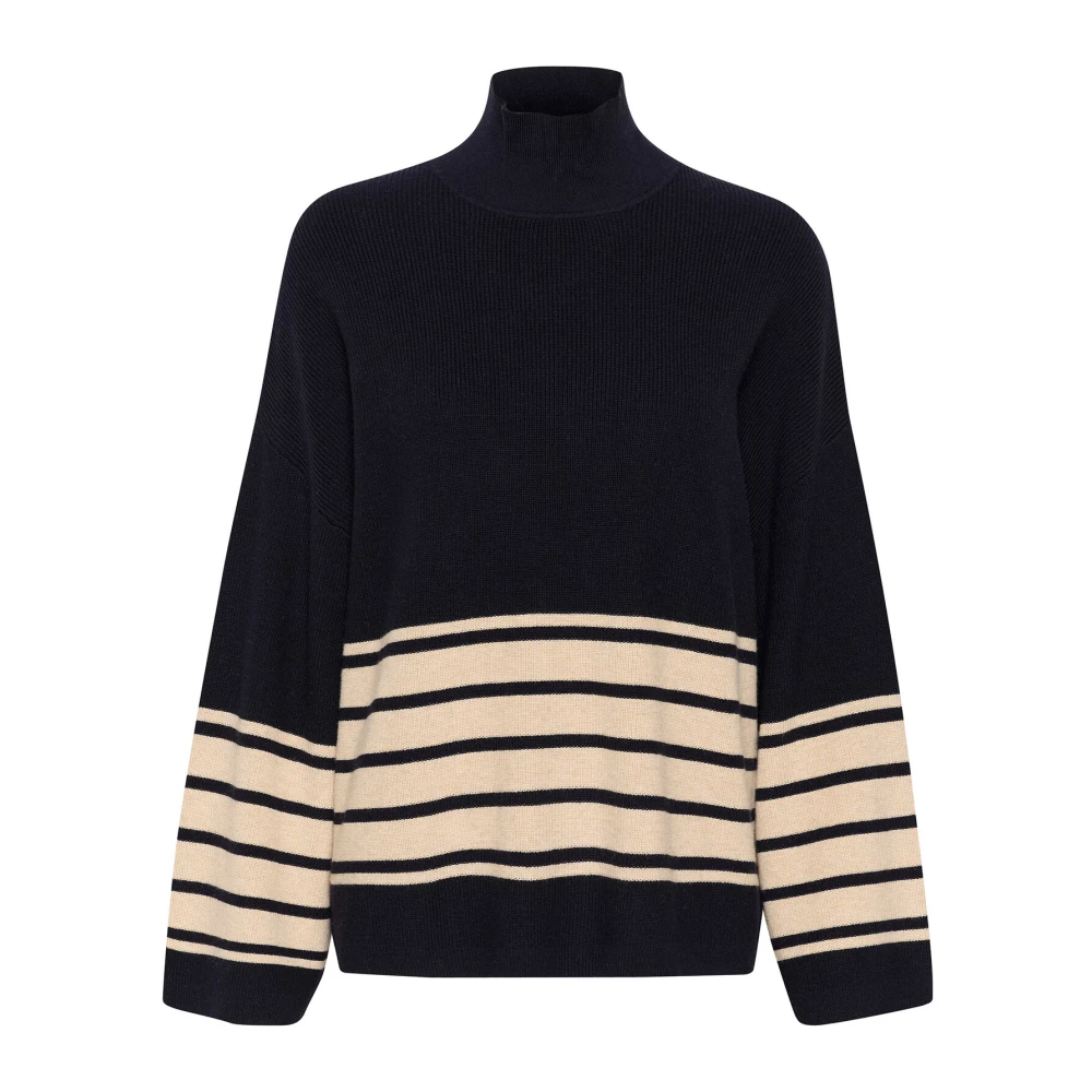 InWear Gestreepte Pullover Trui Marineblauw Blue Dames
