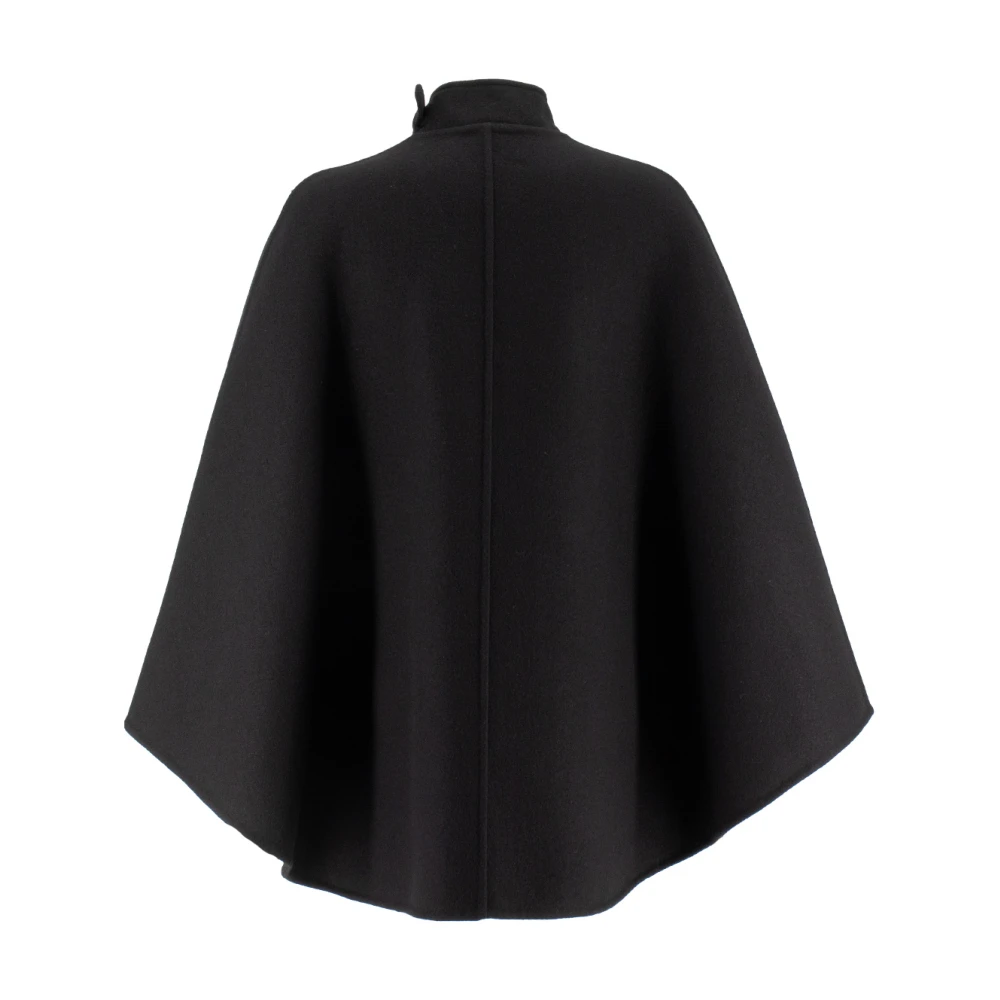 Ermanno Scervino Bloemenapplicatie Poncho Overjas Black Dames