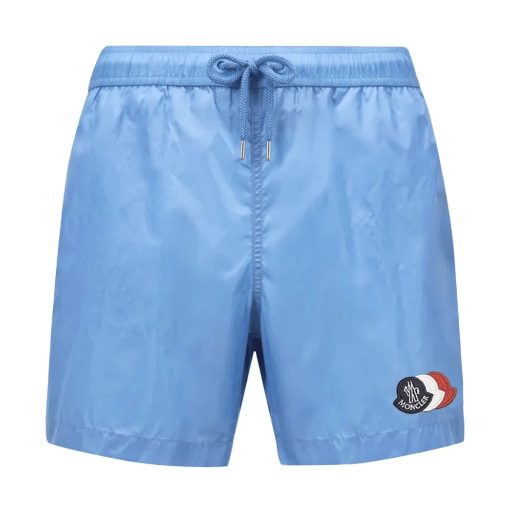 Moncler Men's Blue Logo Patch Swim Shorts - Beachwear - L - Swimwear