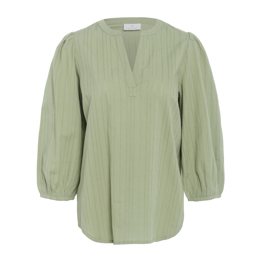 Kaffe Groene Olieblouse met V-hals Green Dames