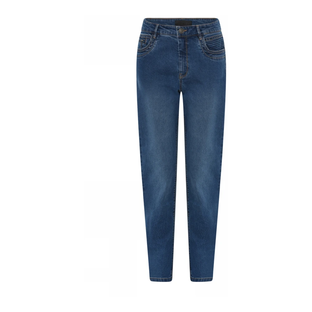 C.Ro Denim Blauwe Rits Detail Broek Blue Dames