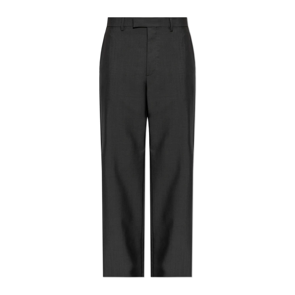 Valentino Garavani Wool Trousers With Pressed Crease - Male - Suit Trousers - Gray - L - Trousers