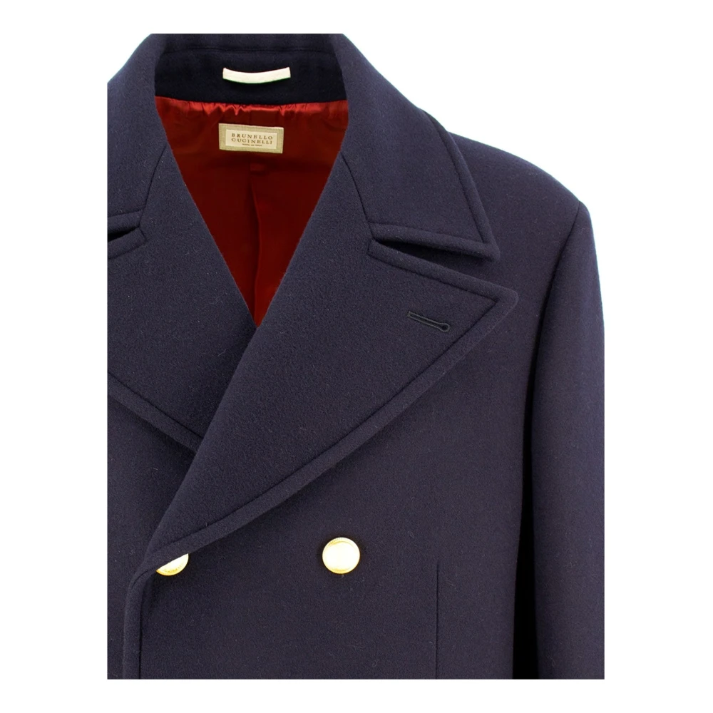 BRUNELLO CUCINELLI Dubbelborstige wollen jas Mannen Italië Blue Heren
