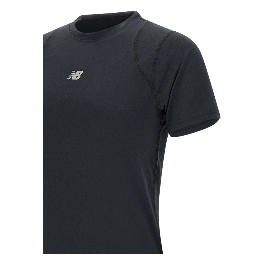 New Balance Zwarte Lycra T-shirt met Logo Black Heren