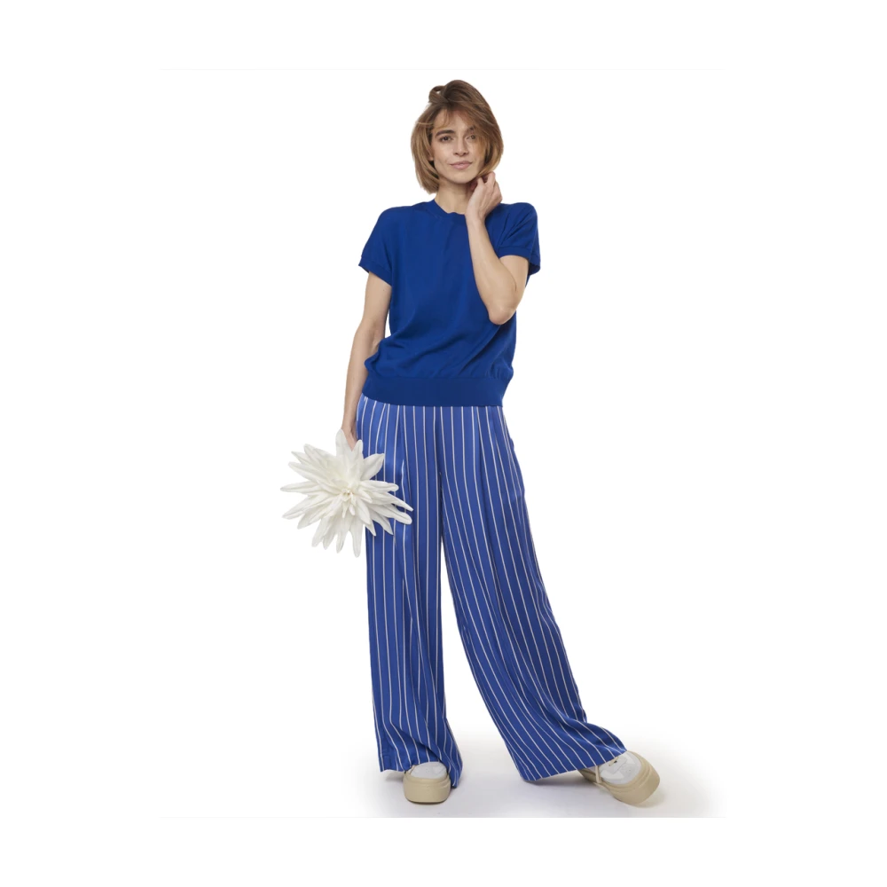 Semicouture Wide Trousers Blue Dames