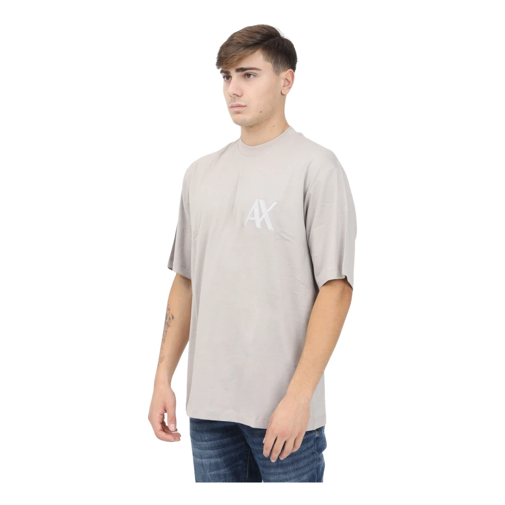 Armani Exchange T-shirt met korte mouwen en tonale logo-borduring Gray Heren