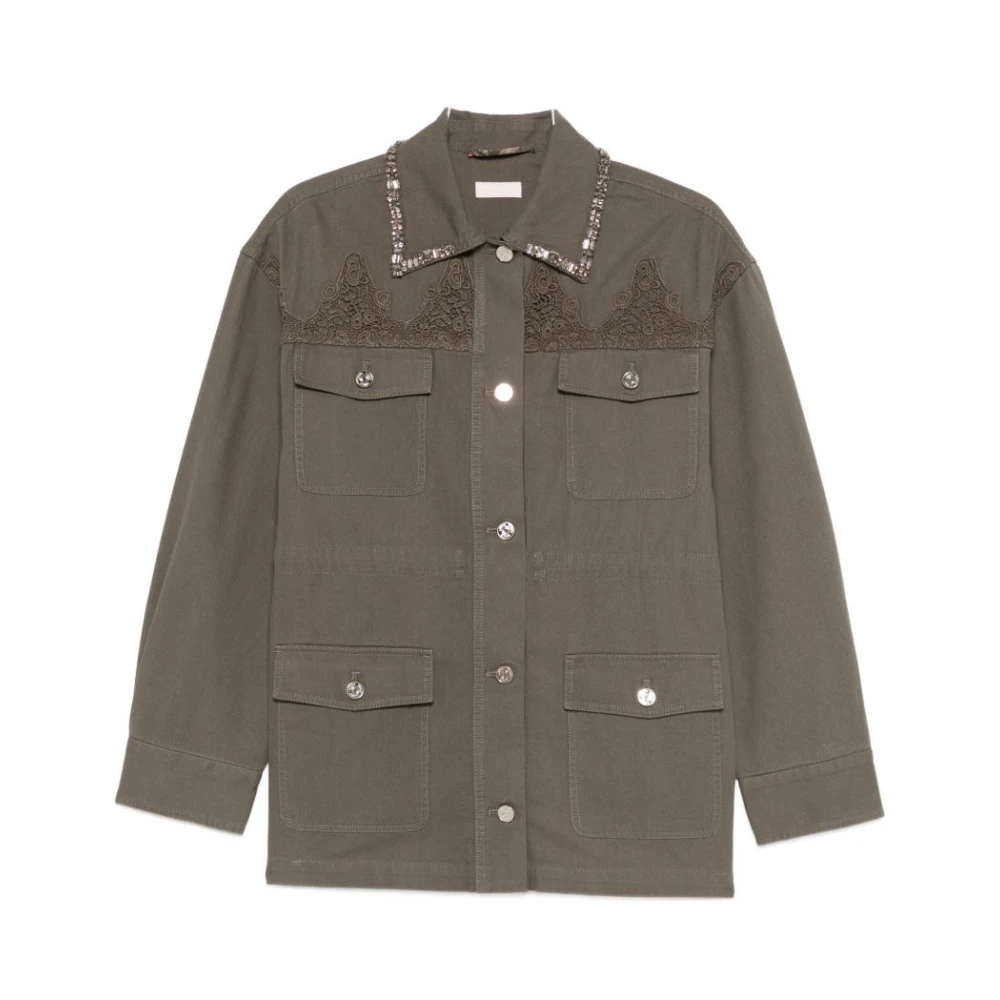 Liu Jo Women's Green Jacket With Macramé Detail