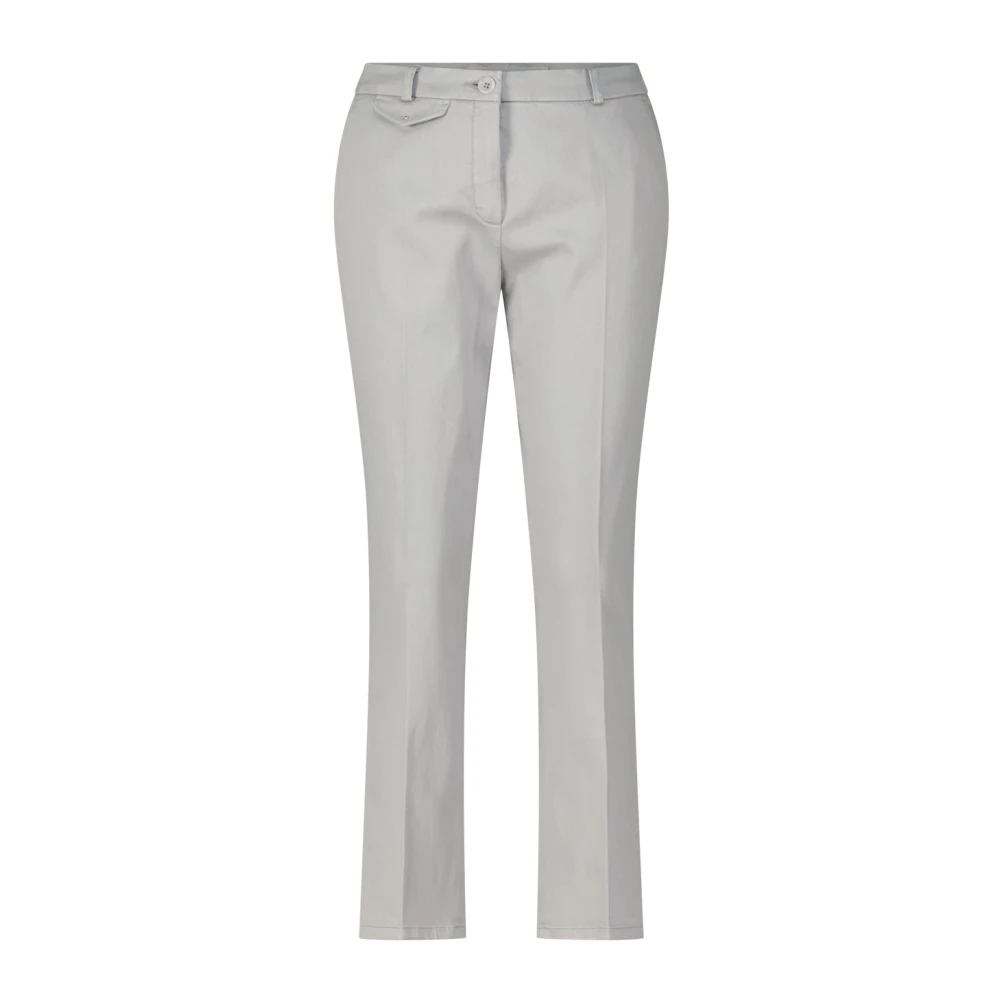 RAFFAELLO ROSSI Slim Fit Cropped Trousers with Pleats Gray Dames