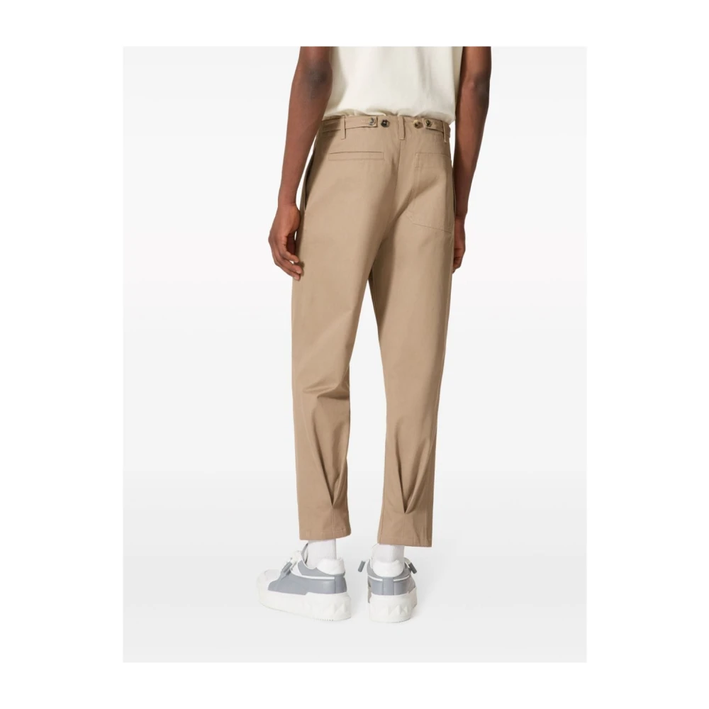 Valentino Beige Katoenen Broek met Plooidetails Beige Heren