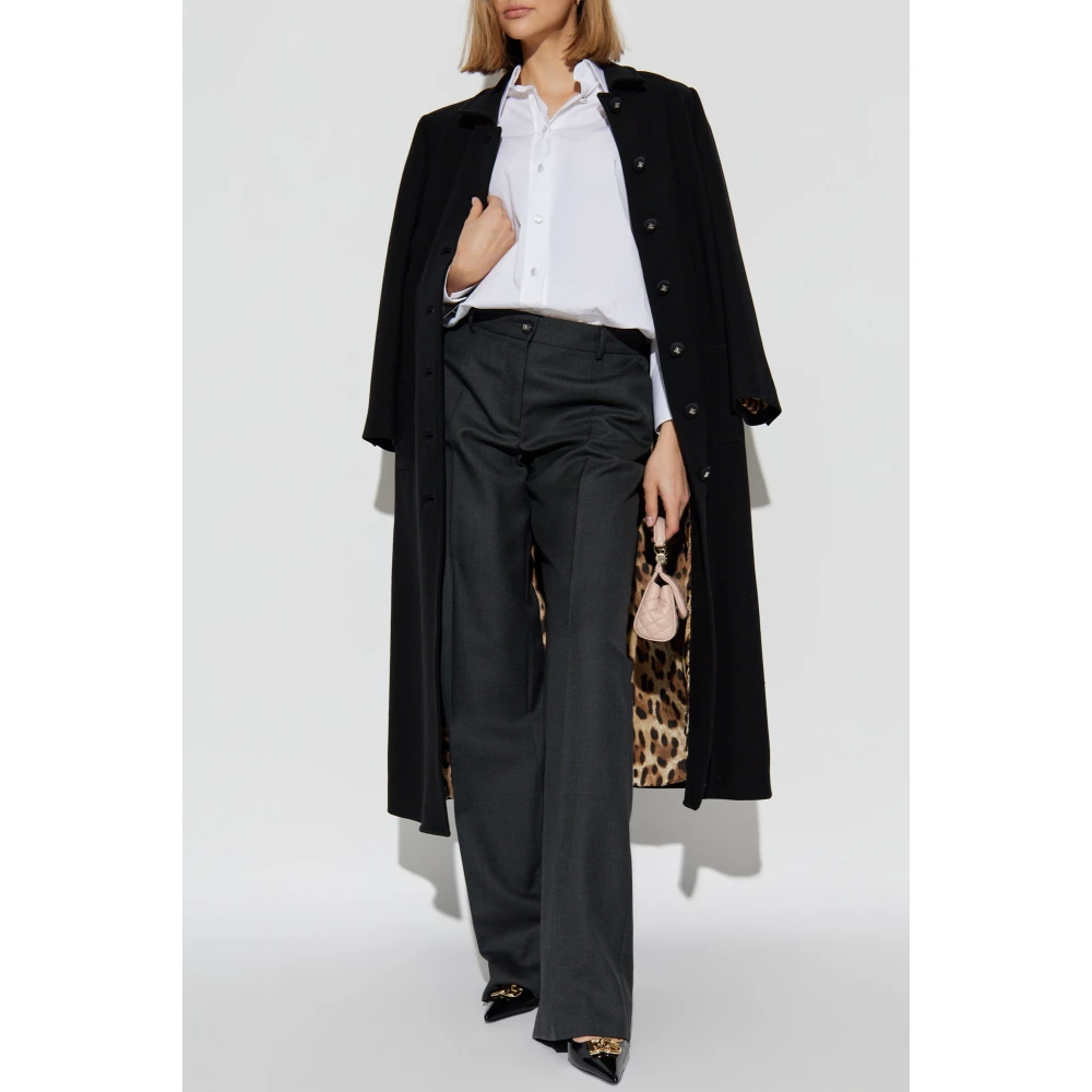 Dolce & Gabbana Wollen broek met vouwen Gray Dames