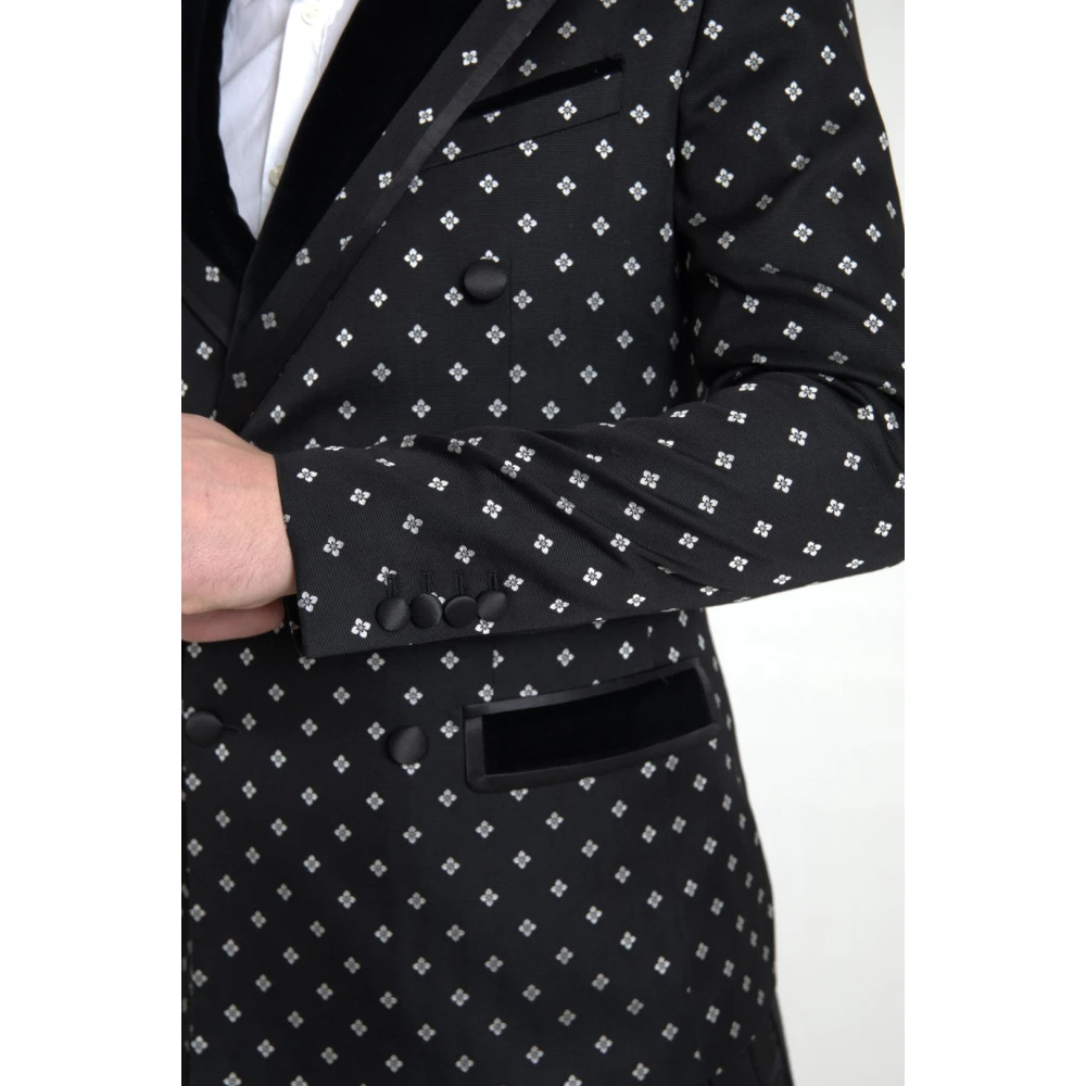 Dolce & Gabbana Geometrisch Patroon Slim Fit Blazer Black Heren