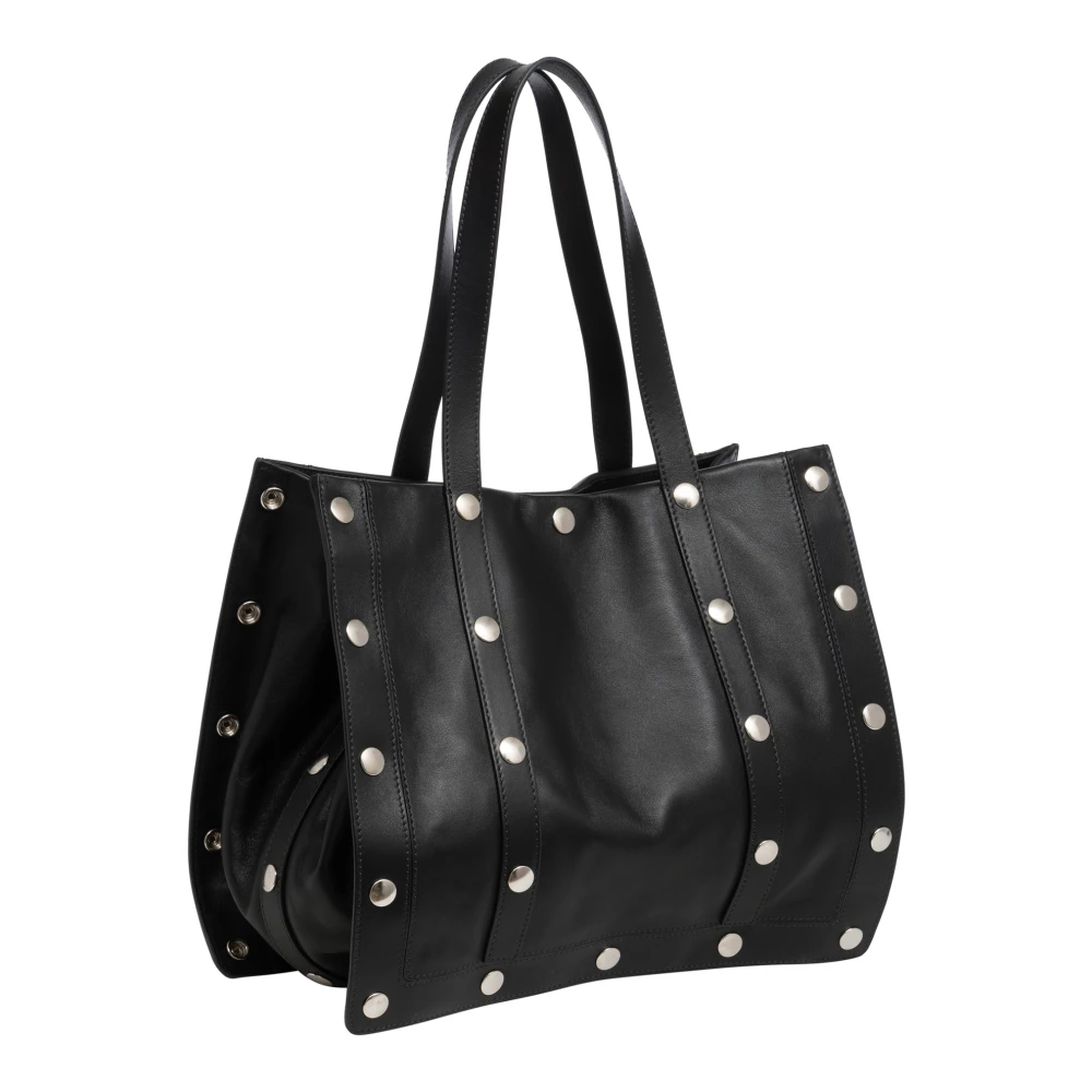 Moschino Schoudertas met drukknopen en logo Black Dames