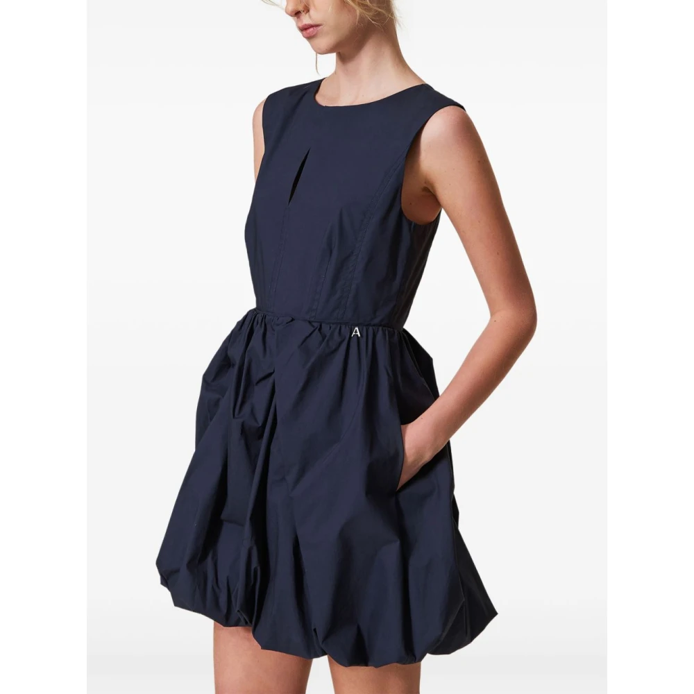 Twinset Blauwe Jurk met Logo Zakken Blue Dames