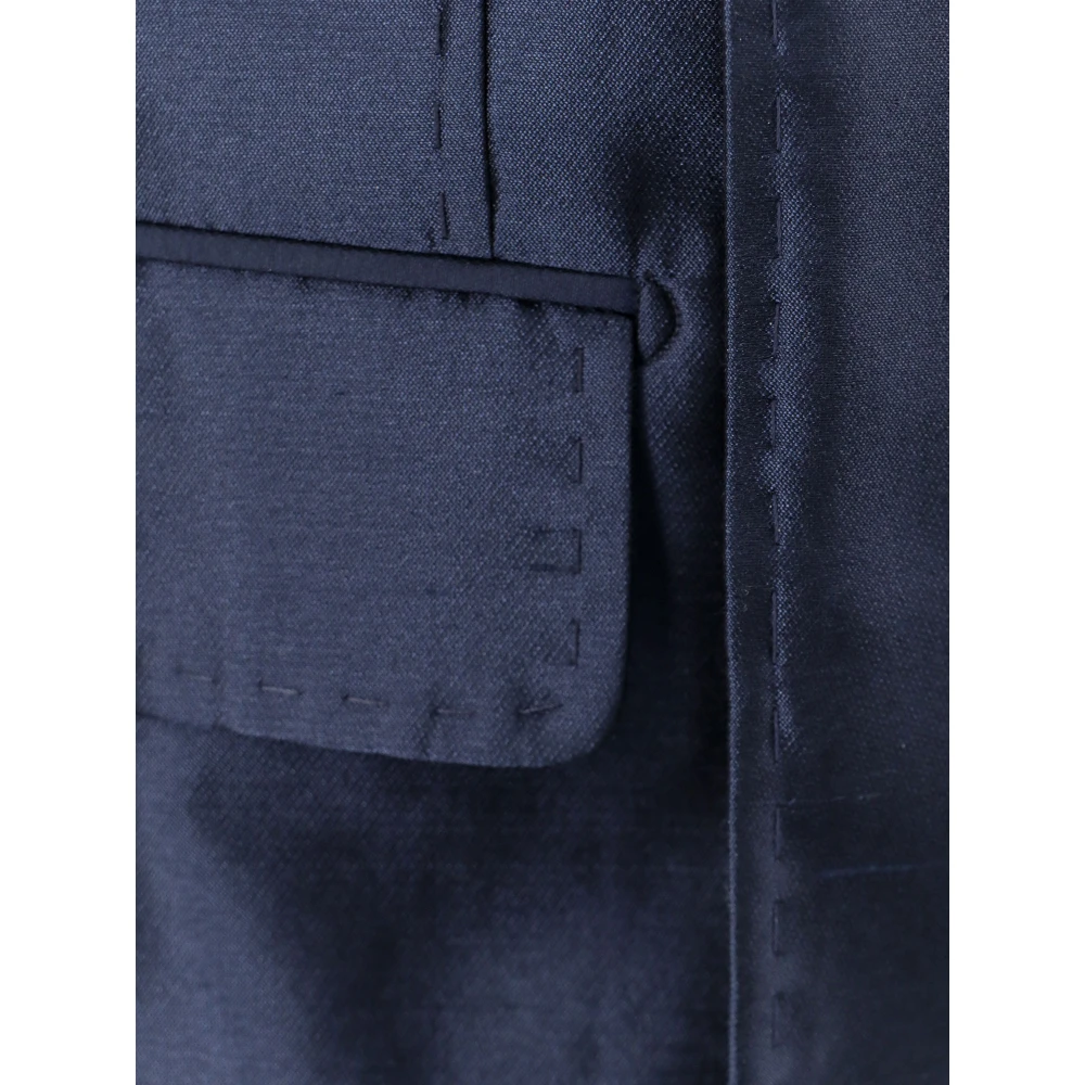 Dolce & Gabbana Zijden Satijnen Dubbelrij Blazer Blue Heren