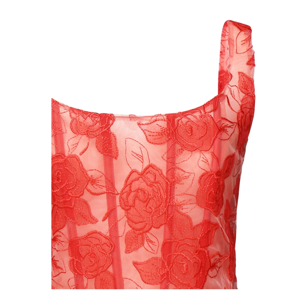 For Love & Lemons Rode Geborduurde Rozen Top Red Dames