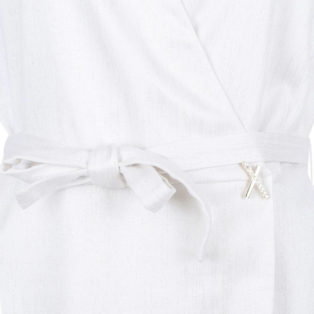 Genny Witte Midi Jurk met V-Hals White Dames