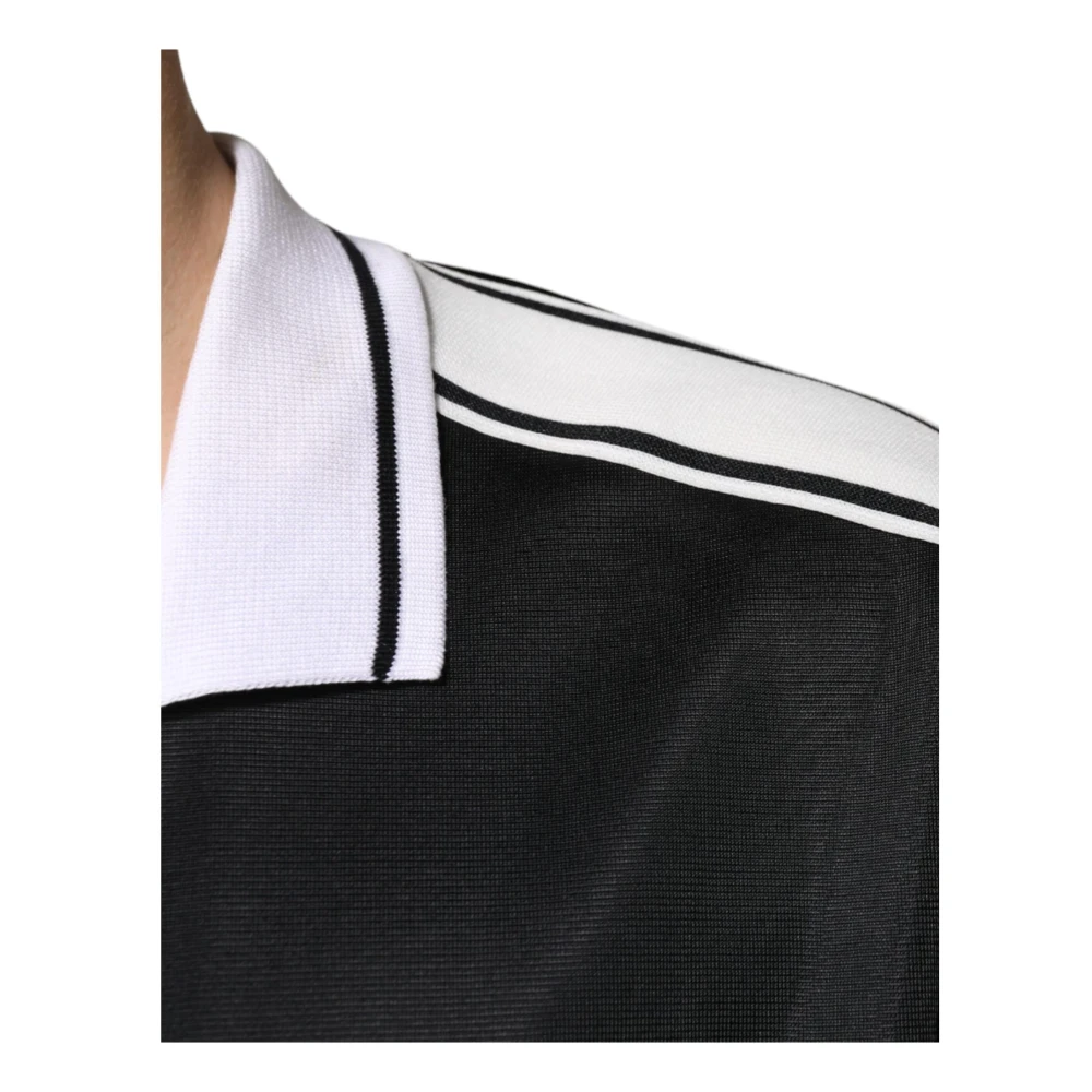 Dolce & Gabbana Zwart Wit Gekraagd Jersey T-shirt Black Heren