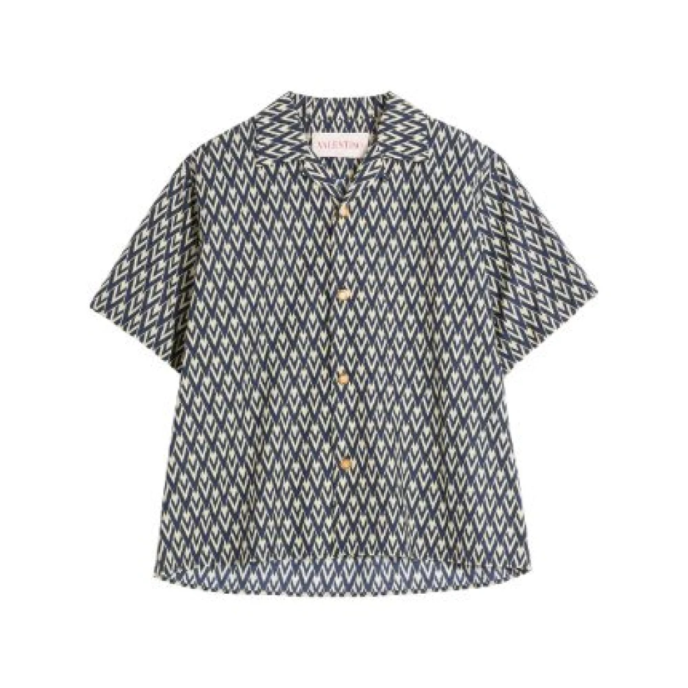 Valentino Blauwe Knoopsluiting Korte Mouwen Multicolor Heren